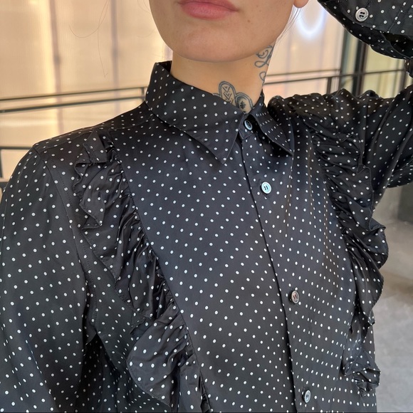 CDG CDG polka-dot ruffle trim satin shirt size L from the F/W 2009 collection - Picture 12 of 16